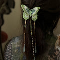 Green Embroidered Butterfly Tassel Duckbill Hair Clip view 1