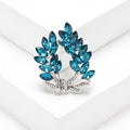 Marquise Crystal Leaf Wreath Brooch in Purple Blue or Champagne view 7