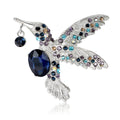 Rhinestone Hummingbird Brooch Large Oval Gem Gold or Silver view 5