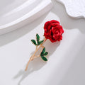 Red Green Rose Enamel Metal Brooch Pin for Jackets and Lapels view 5