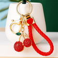 Jeweled Twin Cherry Keychains with Color-Coordinated Braided Loops view 9