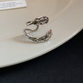 Silver-Tone Double Leaf Textured Ear Cuff Fashion Jewelry view 6
