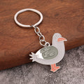Metal Bird Charm Keychains, White Duck and Gray Pigeon, 2 Styles view 3