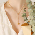 Y Lariat Paperclip Chain Necklace with Hammered Ball Pendant view 6