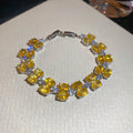 Silver Double Row Oval Crystal Flower Link Bracelets view 2