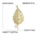 Openwork Gold Tone Leaf Brooch with Crystals in Three Colors view 7