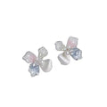 Pastel Faceted Petal Pearl Look Cluster Stud Earrings view 5