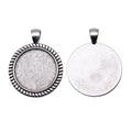 Ribbed Round Cabochon Pendant Settings in Two Antique Finishes view 2