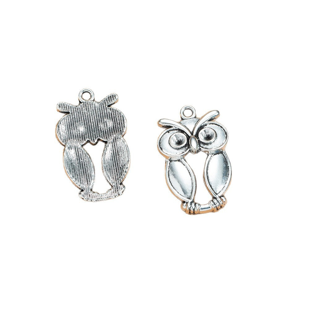 Vintage Alloy Owl Charm Pendant 30x19mm