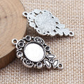 Ornate Round 12 mm Cabochon Pendant Setting in Silver Tone view 2