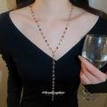 Multicolor Heart Double Layer Y Necklaces in Four Styles view 3