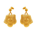 Gold Tone Sunflower Dangle Earrings Textured Titanium Steel view 5