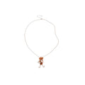 Silver Tone Chain Necklace With Brown Plush Bear Pendant view 5