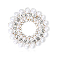 Round Pearl Wreath Brooch in Gold and Silver Tones view 5