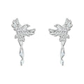 Silver Phoenix Bird Drop Earrings Clear Zircon Accents view 5