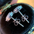 Silver Tone Round Full Pave Clear CZ Stud Earrings view 3