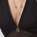 Elongated Oval Link Necklace and Y Necklace in Gold Tone view 4