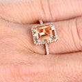Rose Gold Champagne Rectangular Halo CZ Ring Sizes 6-10 view 3