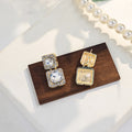 Gold Double Square Crystal Halo Linked Dangle Earrings view 3