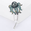 Jellyfish Brooch with Faux Pearl Head for Jackets, Coats, and Scarves view 2