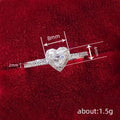 Silver Tone Clear Heart Halo Pave Band Finger Ring view 4