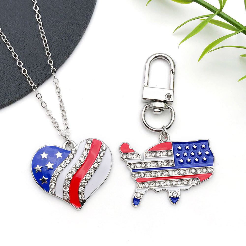 Enamel Zinc Alloy Independence Day Heart Hat Star Charm Pendant for DIY Earrings Jewelry