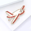 Red and Clear Crystal Airplane Outline Brooch Jacket and Scarf Accessory view 4