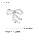 Pearl Rhinestone Bow Brooch Gold Silver Black Three Styles view 7