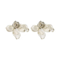 Fabric Flower Cascade Stud Earrings in Three Colors view 5