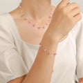 Gold Pink Natural Stone Chip Necklace Bracelet Set view 3