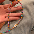 Multicolor Seed Bead Choker Daisy Starfish Flower Accents view 4