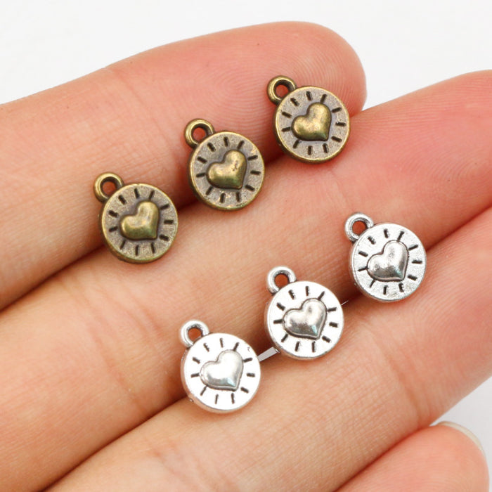 Filigree Heart Charms in Antique Bronze and Silver