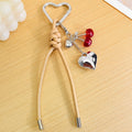 Braided Cord Silver Heart And Cherry Charm Bag Pendant view 4