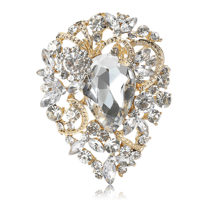 Heart Crystal Filigree Brooch in Twelve Colors for Jackets Scarves and Lapels