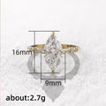 Marquise Clear Solitaire Ring In Gold And Silver Tones view 5