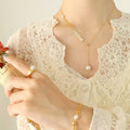 Wheat Leaf Pearl Lariat Necklace Bracelet Set Multi Tones view 1