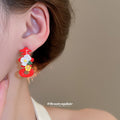 Multicolor Flower Bead Necklace Or Red White Floral Drop Earrings view 4