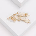 Gold Tone Double Wheat Sheaf Brooch With Pearl-Like Bead view 4