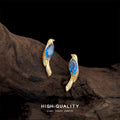 Gold Tone Blue Marquise Crystal Bird Stud Earrings view 4