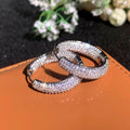 Silver Tone Full Pave Thick Hoop Earrings 30mm Wide Band view 2