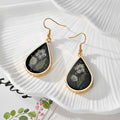 Black Geometric Resin Dried Flower Drop Earrings 7 Shapes view 6
