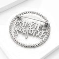 Crystal Happy Birthday Circle Brooch in Two Metal Tones view 3