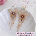 Pink Crystal Butterfly Chandelier Statement Drop Earrings view 3