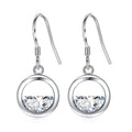 Silver Tone Open Circle Half Moon Hook Earrings Jewelry Pair view 2