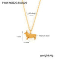 Layered Mechanical Cat Dog Pendant Necklaces Gold Snake Chain view 7