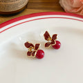Glossy Red Geometric Stud Earring Set Fashion Jewelry view 7