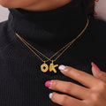 Gold Balloon Letter Pendant Necklaces Copper Initial Charms A-Z view 1