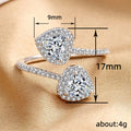 Silver Tone Double Round Crystal Open Ring Polished Metal Jewelry view 5