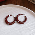 Glossy Burgundy Geometric Resin Hoop and Drop Stud Earrings view 6