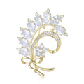 Crystal Bow Bouquet Metal Brooch in Silver and Gold view 2